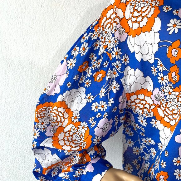 Floral Blouse Retro Blouse Flower Print Top RAILS Colorful Top Groovy Blouse SML - Picture 3 of 12